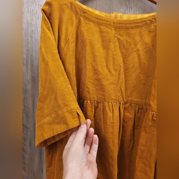 Anthropologie Maeve Maria Babydoll Coudoroy Blouse in Mustard Yellow Size Small● - Picture 8 of 10